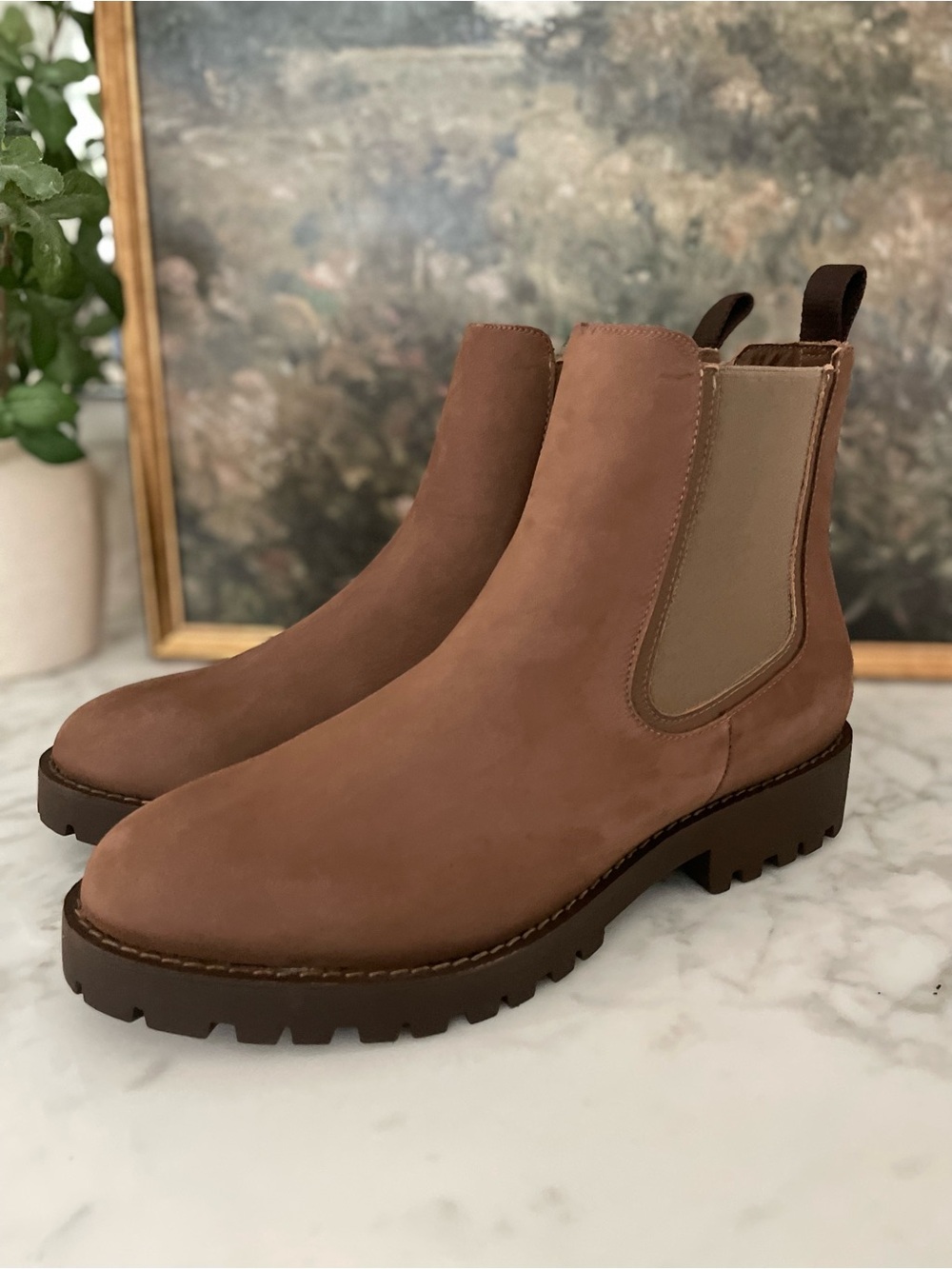 Thursday Boot Co. Legend Chunky Chelsea Boots Nubuck 10.5 Womens Pebble Brown